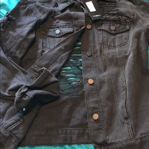 Black distressed jean jacket